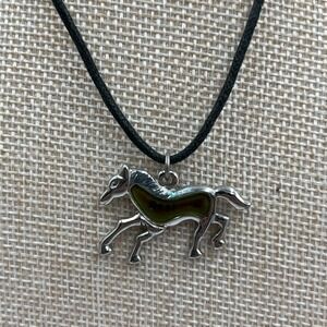 Vintage Horse Mood Necklace Silver Tone Pendant Color‎ Changing Equestrian Best